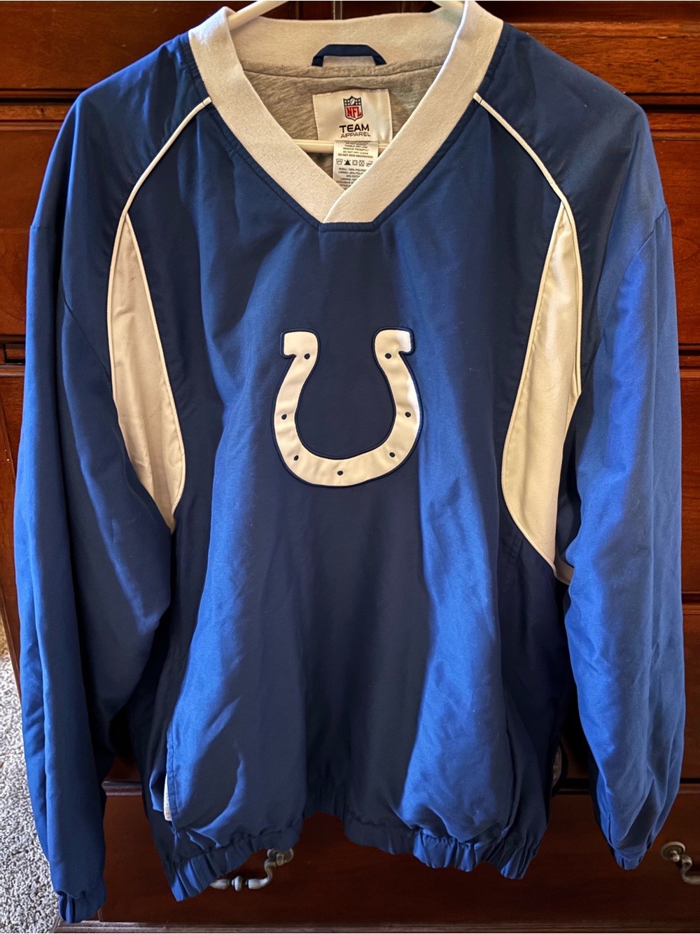Indianapolis Colts Jacket Pullover Mens Large NFL Football V-Neck Windbreaker